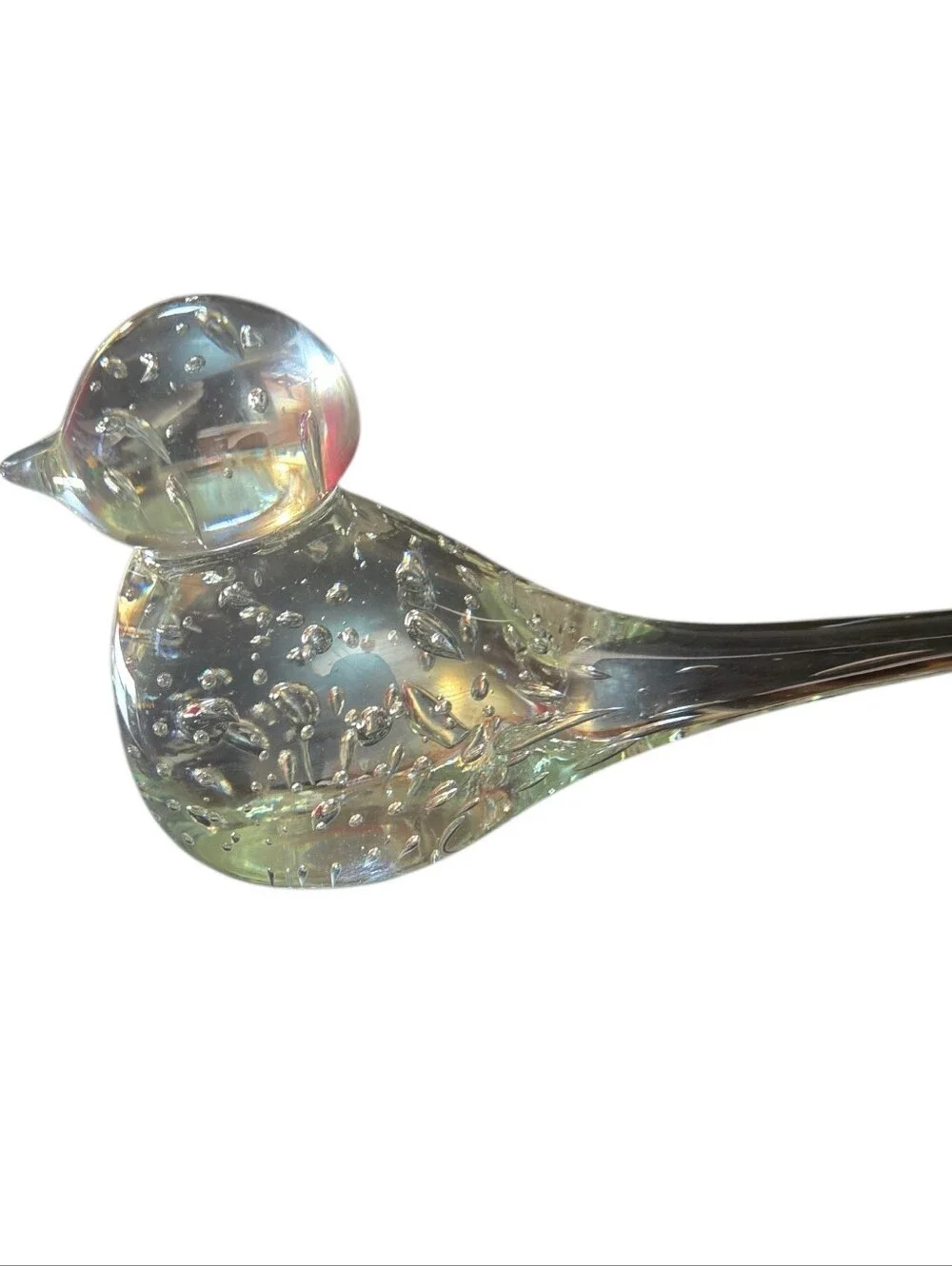 Glass Bird Figurine - Clear Bubble Accent